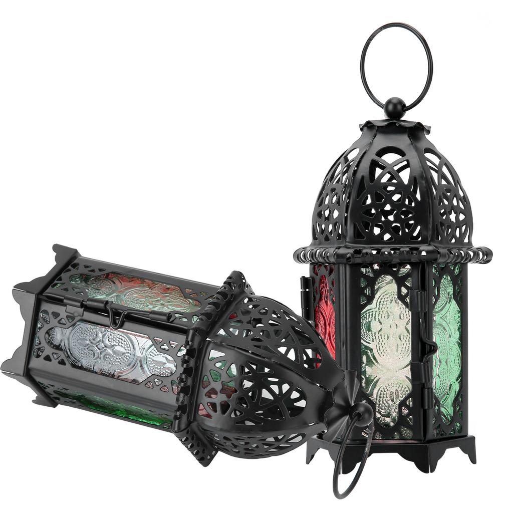 2Pcs Vintage Castle Candle Holder Black Retro Iron Metal Wedding Home Decorations