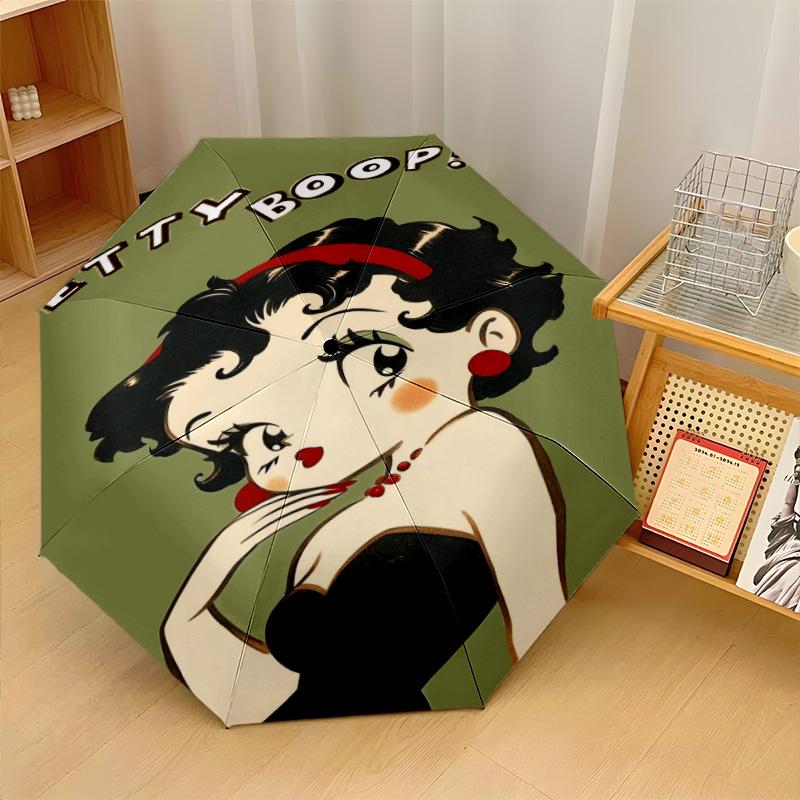 Betty Boop Windproof Auto 8 Rib Folding Umbrella Portable Outdoor Parasol