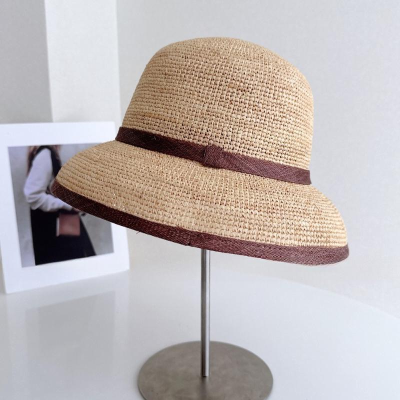Natural Raffia Hand-woven Sun Hat for Women Summer Sun Protection UV Wide Brim Beach Straw Hat Korean Designer Block Hat