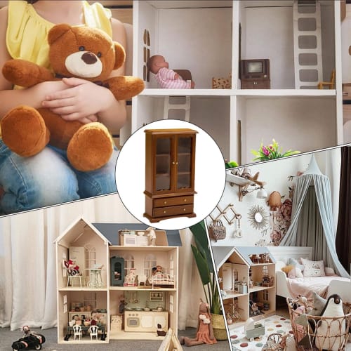 Jeproer Dollhouse Bookshelf Furniture, Miniature Bookshelf Furniture - 3-Story Miniature Display Shelf | Dollhouse Furniture Display Shelf, Dollhouse