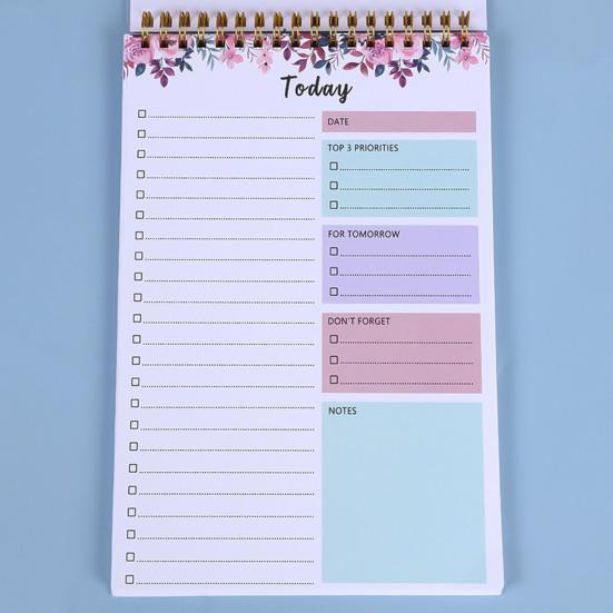 Записная книжка To-Do на спирали, защитный чехол из бумаги плотностью 100 г/м2, недатированный блокнот-планировщик формата А5