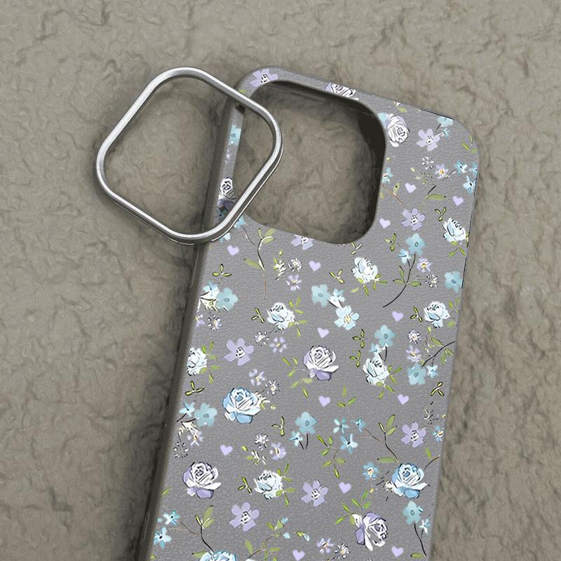 Маленький цветочный принт TPU кожа текстура тонкий чехол для телефона iPhone 16 Pro Max 15 Plus 14 Pro 13 12 11 мягкий матовый противоударный бампер чехол