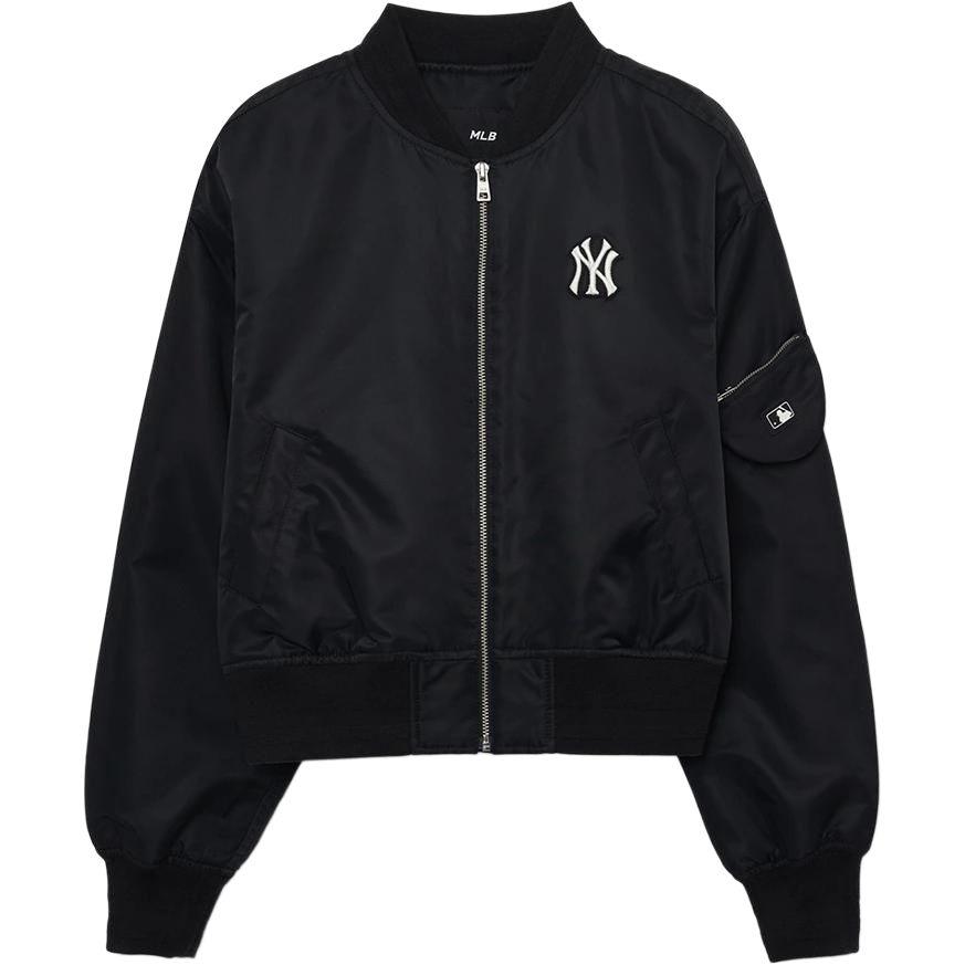 Логотип MLB New York Yankees Пилот Бейсбольный воротник Удобная куртка с длинным рукавом Женские куртки Черный 3FJPB0331-50BKS