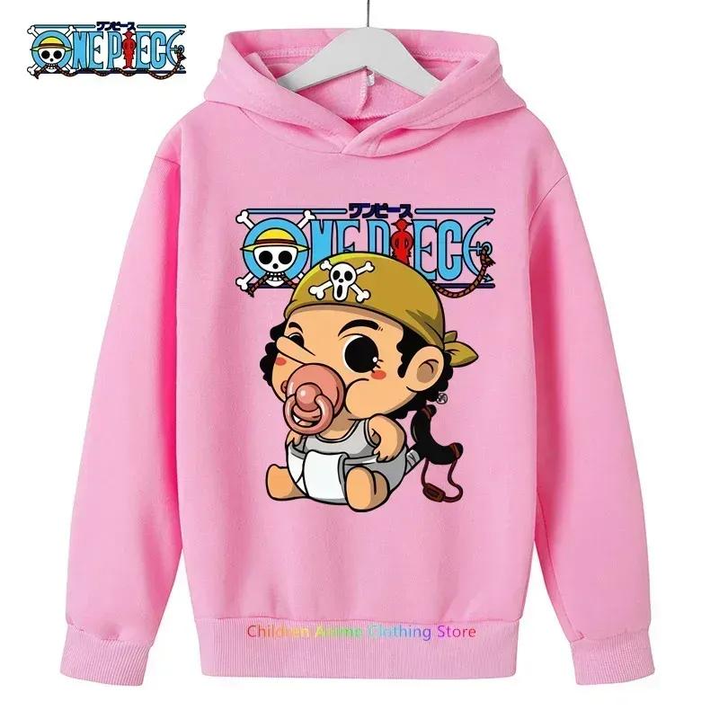 Spring Autumn One Piece Hoodie for Boys Anime Luffy Hoodie Sweatshirt Kids Coat Men's Clothing Sudaderas