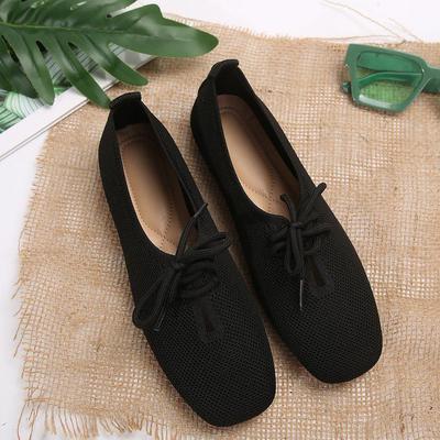 Женские сетчатые туфли на плоской подошве однотонного цвета с неглубоким носком, легкие, мягкие, повседневные туфли