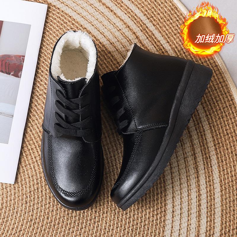Мамины хлопковые туфли женские зимние бархатные утолщенные теплые полусапожки нескользящие водонепроницаемые на плоской подошве удобные бабушкины хлопковые туфли