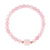 Women Sweet Pink Rose Quartz Bracelet Square Crystal Pendant Beaded Bracelet Fashion Pink Stone Jewelry Gift For Girlfriend