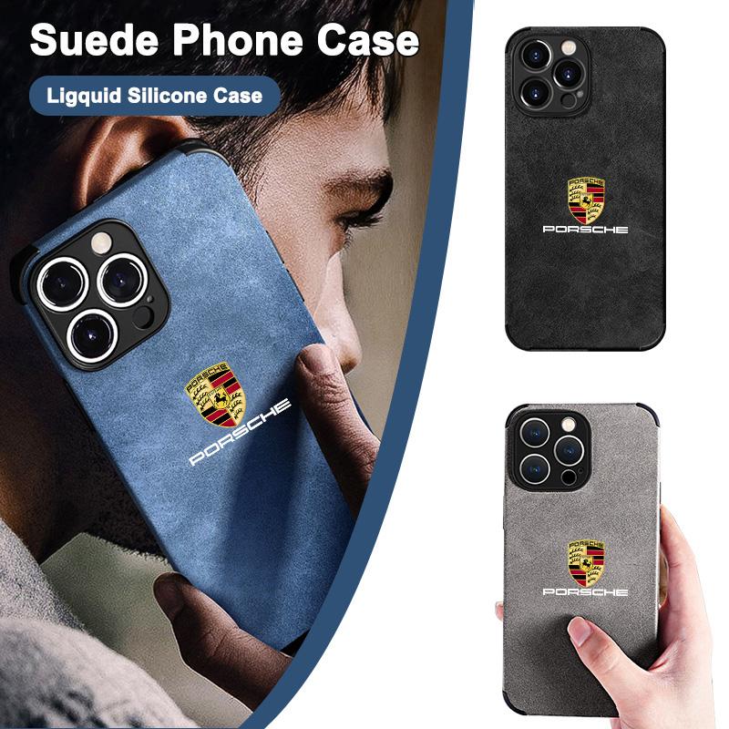 Роскошный чехол для телефона из замши и овчины с эмблемой Porsche для моделей iPhone
