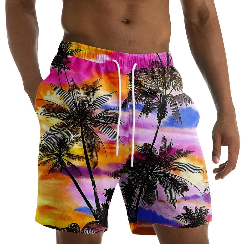 Men's Fashion Printed Strapped Hawaiian Beach Fit Sport Casual Shorts Pants