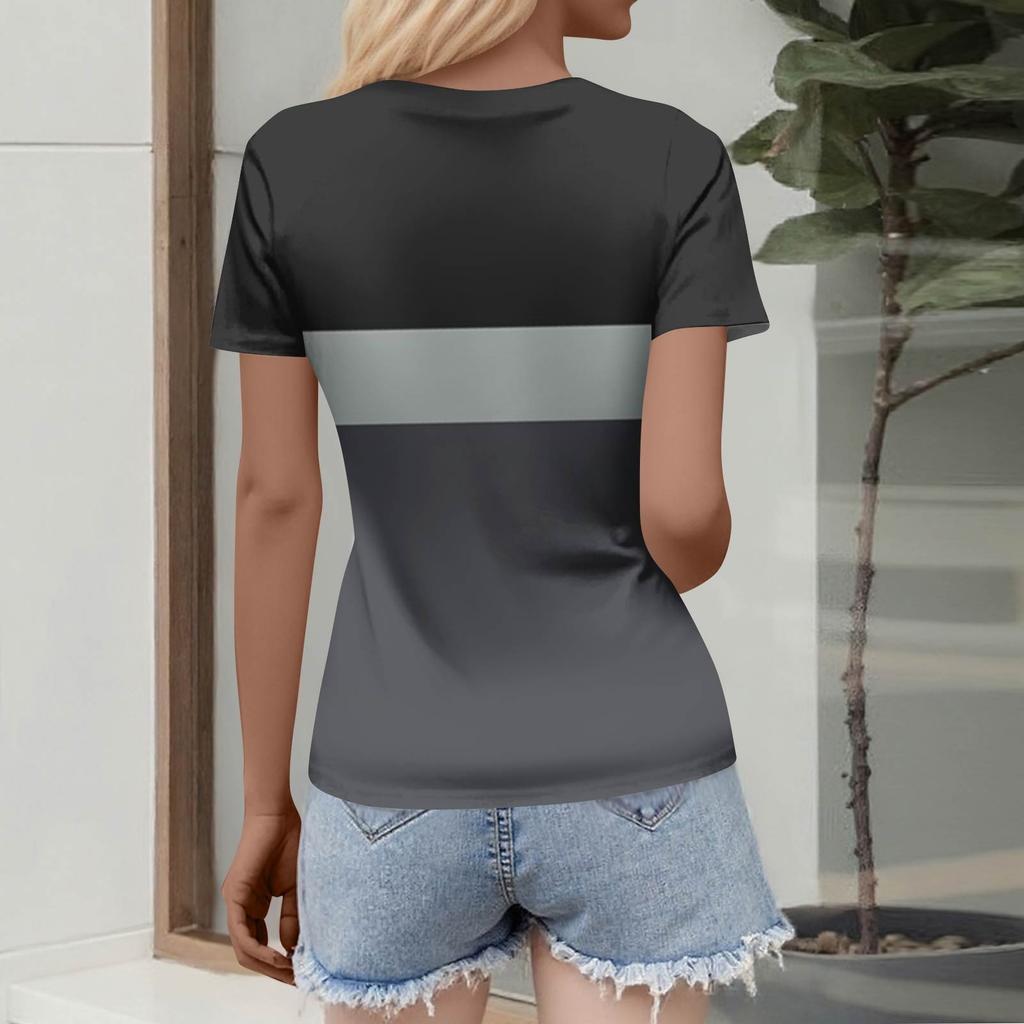 Женская узкая футболка, модный повседневный свитер с круглым вырезом и коротким рукавом