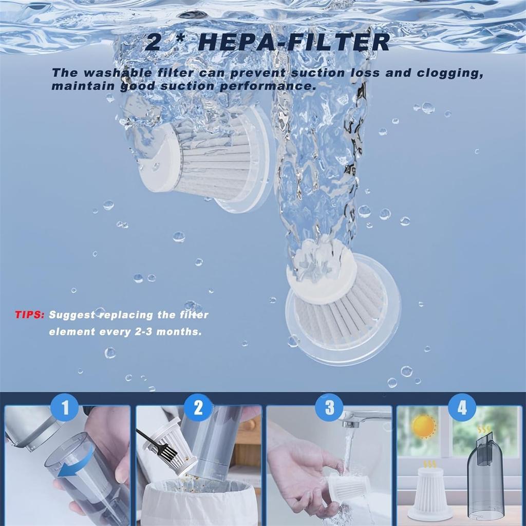 Автомобильный пылесос, Портативная и складная щетка для пыли, Беспроводной ручной, Мощный бесщеточный двигатель, Моющийся HEPA-фильтр для дома, автомобиля