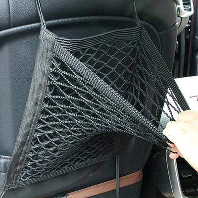 Автомобильная эластичная сетчатая сумка для хранения между сиденьями, органайзер для салона автомобиля, разделитель для автомобиля, барьер для домашних животных, универсальная растягивающаяся 3-слойная сетчатая сумка