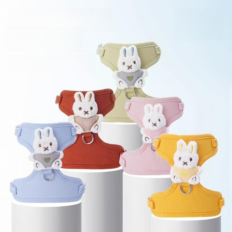 New Cute Pet Collars Cat Harnesses Sets Adjustable Dog Harness for Small Dog Leash Cartoon Out Walking Dog Cat Accessories