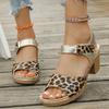 Fashion Women's Leopard Print Chunky Heel Sandals Summer Fashion Platform Roman Sandals Woman Lightweight High Heel Sandalias Mujer 2025