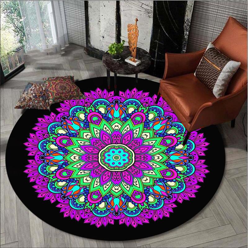 Ретро Мандала круглый ковер для гостиной скандинавский напольный коврик для детской комнаты противоскользящий коврик для компьютерного кресла коврик для спальни домашний декор