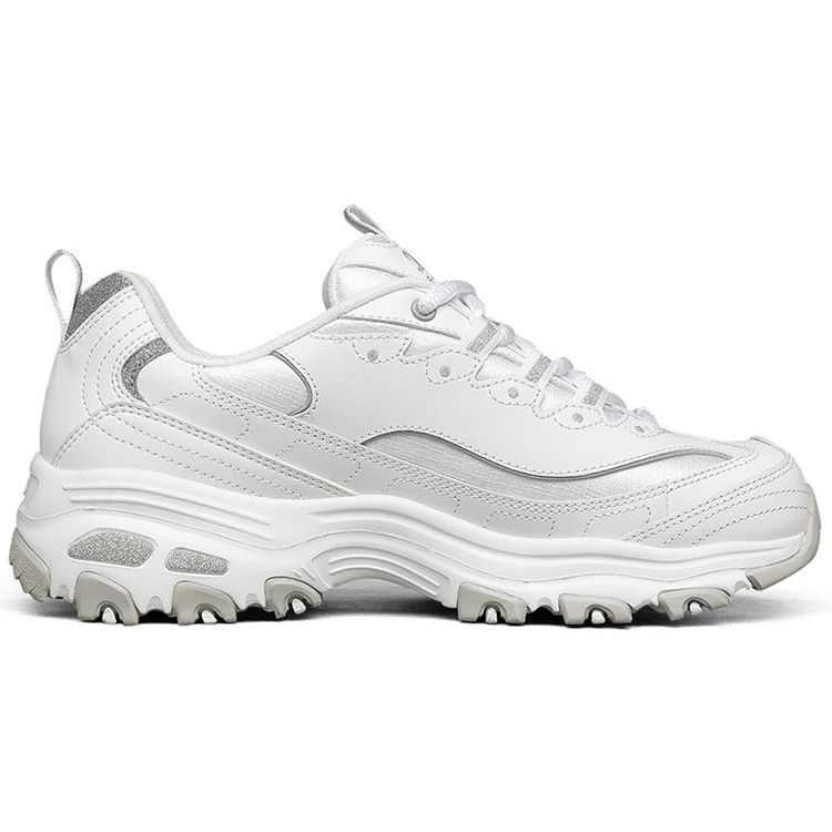 Skechers DLites 1.0 Кожаные Спортивные Кроссовки с Цветочным Принтом, Низкие, Повседневные, Женские, Белый 149239-WLV