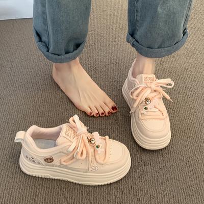 Розовые туфли для спорта на платформе, женская весна 2025, новый шикарный нишевый дизайн, дышащие, универсальные туфли для студентов