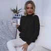 Casual Solid Knit Sweater Ladies V Neck Crew Neck Warm Daily Long Sleeve Blouse