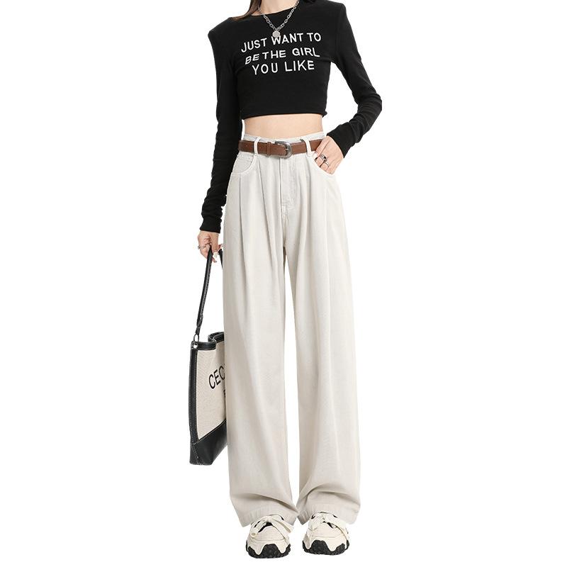 Женские джинсы Four Seasons Wear Wide Leg в стиле ретро, новый стиль, свободные, повседневные, универсальные, прямые брюки