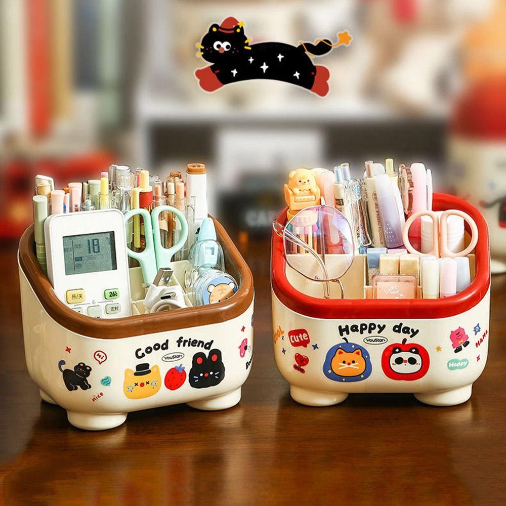 Large Capacity Penholder Multi Grid Makeup Brush Organizer Box New Table Storage Box