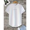 Men's Letter Graphic Curved Hem T-Shirts Casual Sports Loose Round Neck Short Sleeve Tees Top Summer Clothes