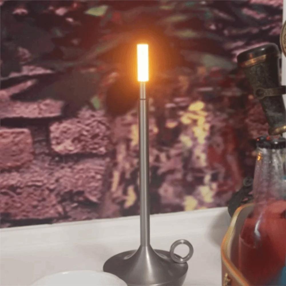 USB-Зарядка Свеча Настольная Лампа Металлическая Конструкция Сенсорное Управление Светодиодная Лампа-Свеча Простой Дизайн Светодиодный Источник Света