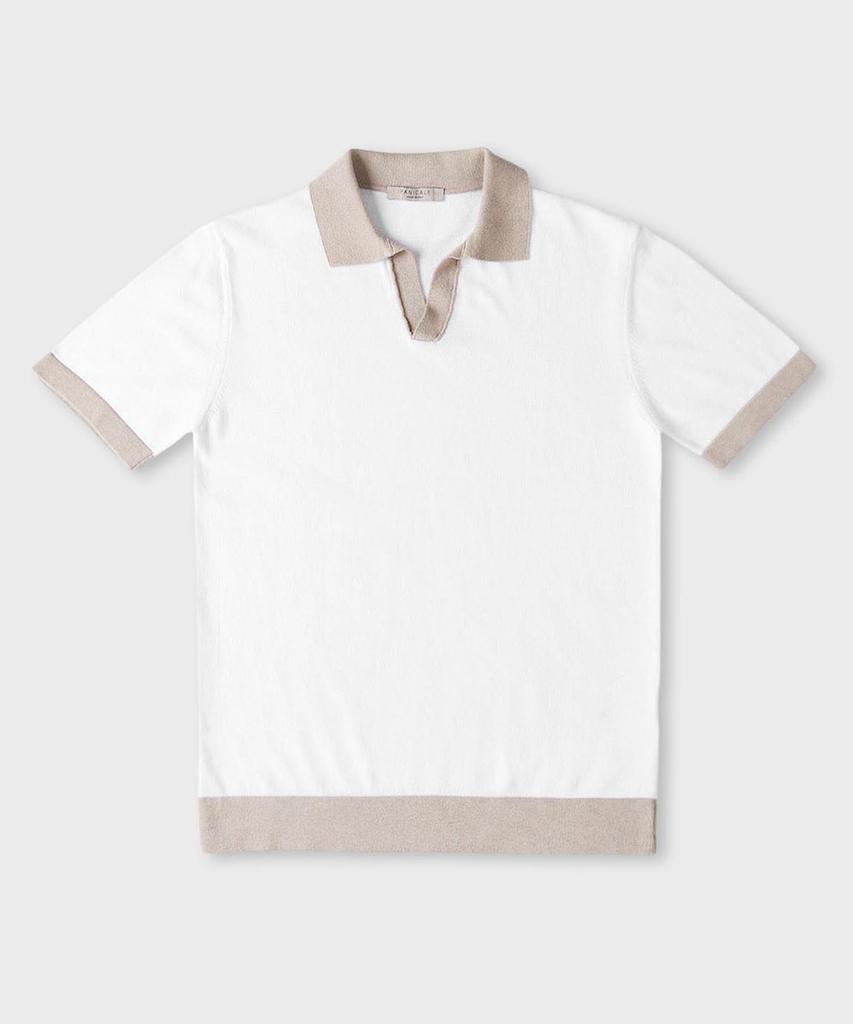 PANICALE Contrast Cotton Linen Blend Polo Shirt [2 Colors]