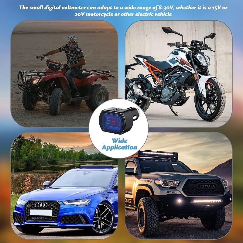 Вольтметр прикуривателя Портативный светодиодный цифровой дисплей Вольт-тестер Измеритель электрического напряжения для авто Автомобильный монитор батареи 8-30 В черный