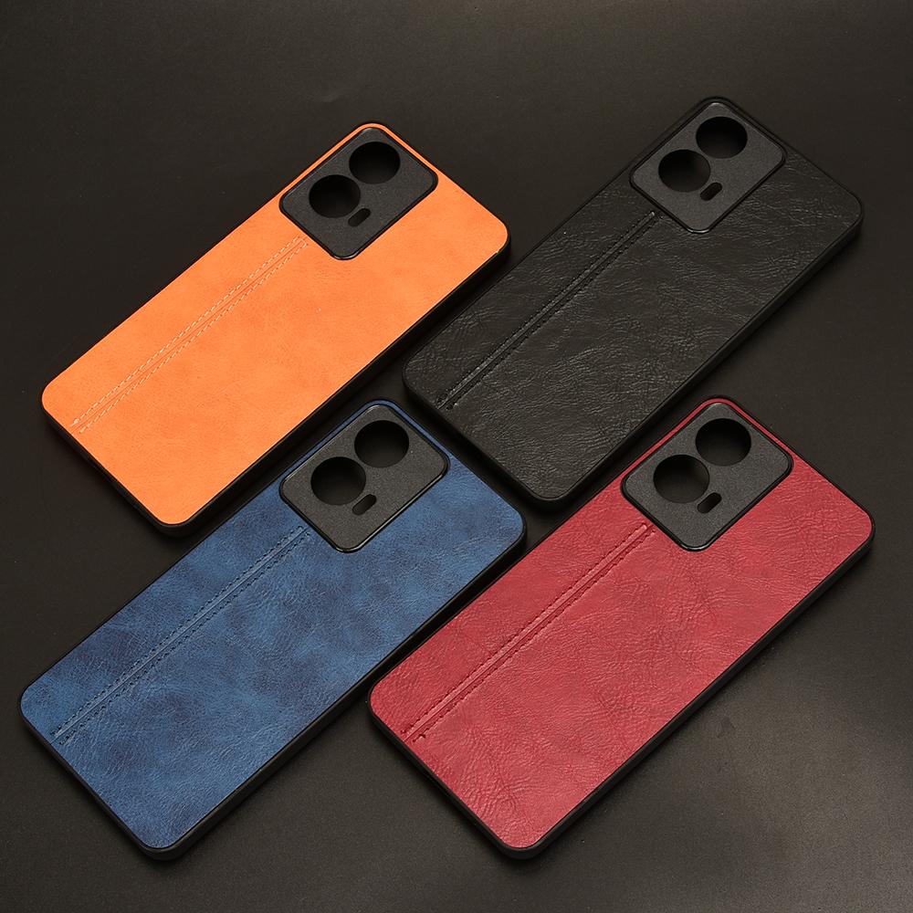 Для Motorola Moto E14 4G Чехол Кожа со строчкой + ПК + ТПУ Гибридная накладка на телефон