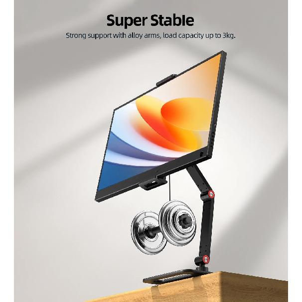 UPERFECT Ustand D9 Flexible Steel Spring Clip For 13.3-17.3" Portable Monitor Bracket 360° Adjustable External Vertical Screen