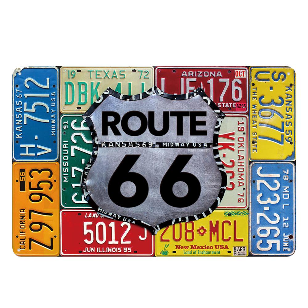 Винтажная табличка Route 66 США, металлическая жестяная пластина, для бара, паба, клуба, мужской берлоги, настенное украшение, табличка, ретро-постер, декор для дома, 30x20 см