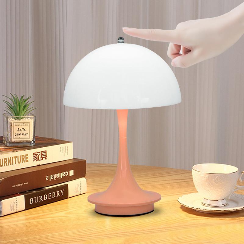 Mushroom 3color Dimming Rechargeable LED Table Lamps Decoration Night for Hotel Portable Night Light Simple Modern Decoration