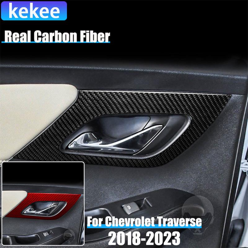 Real Carbon Fiber Car Accessories Rear Door Handle Cover Soft Sticker For Chevrolet Traverse RS LT 2018 23