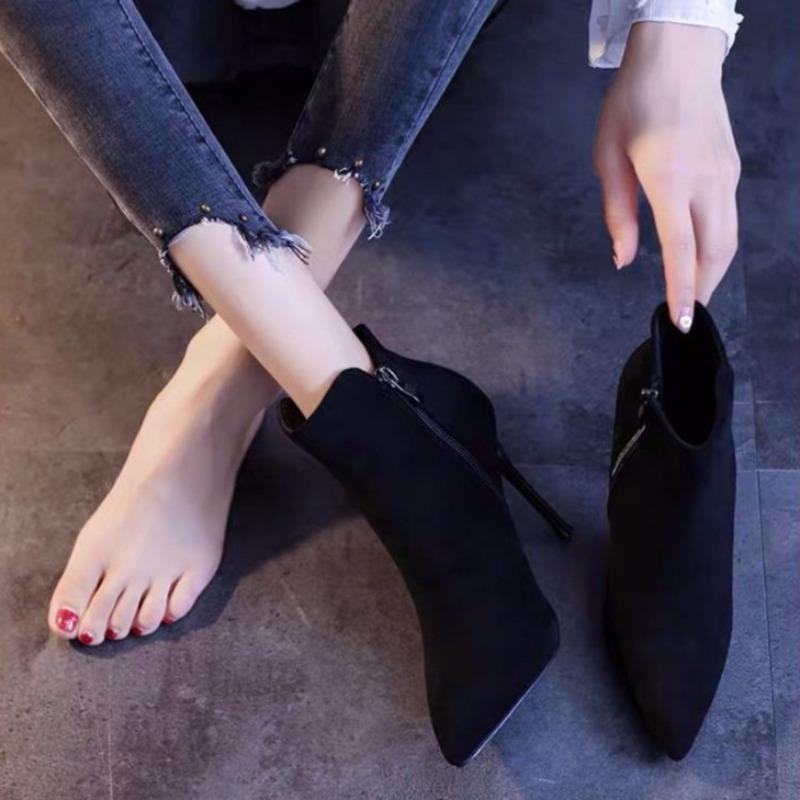 Женские ботильоны с острым носком, сексуальные на очень высоком каблуке, на каблуке, женские короткие туфли, замшевые ботильоны, тренд 2025, осень, дизайнерские, роскошные