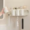 Wall Mounted Toothbrush Holder No Punching Toothpaste Toothbrush Storage Rack Transparent Mouthwash Cup Toothbrush Bathroom Set