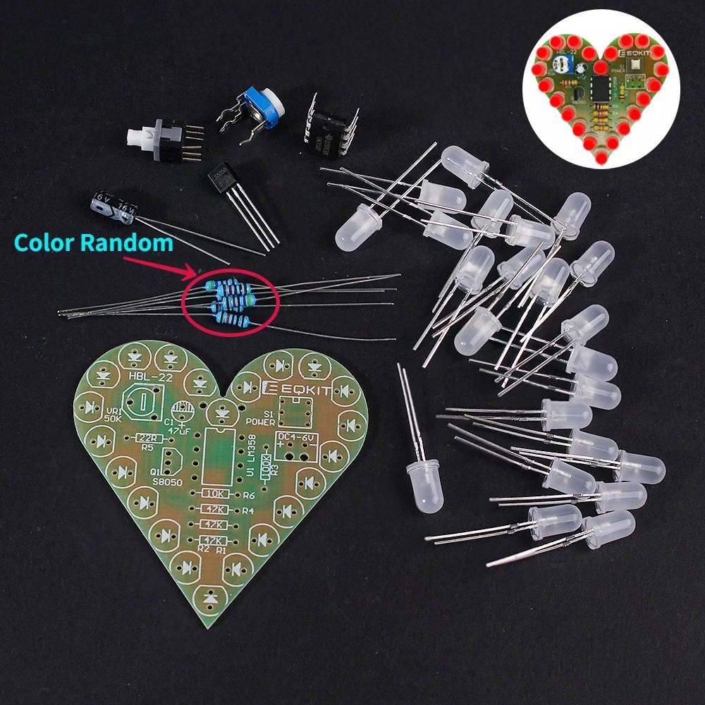 DIY Kit Heart Shape LED Breathing Light Electronic Kit DC 4V-6V White Red Blue Electronics Components Welding Practice Board