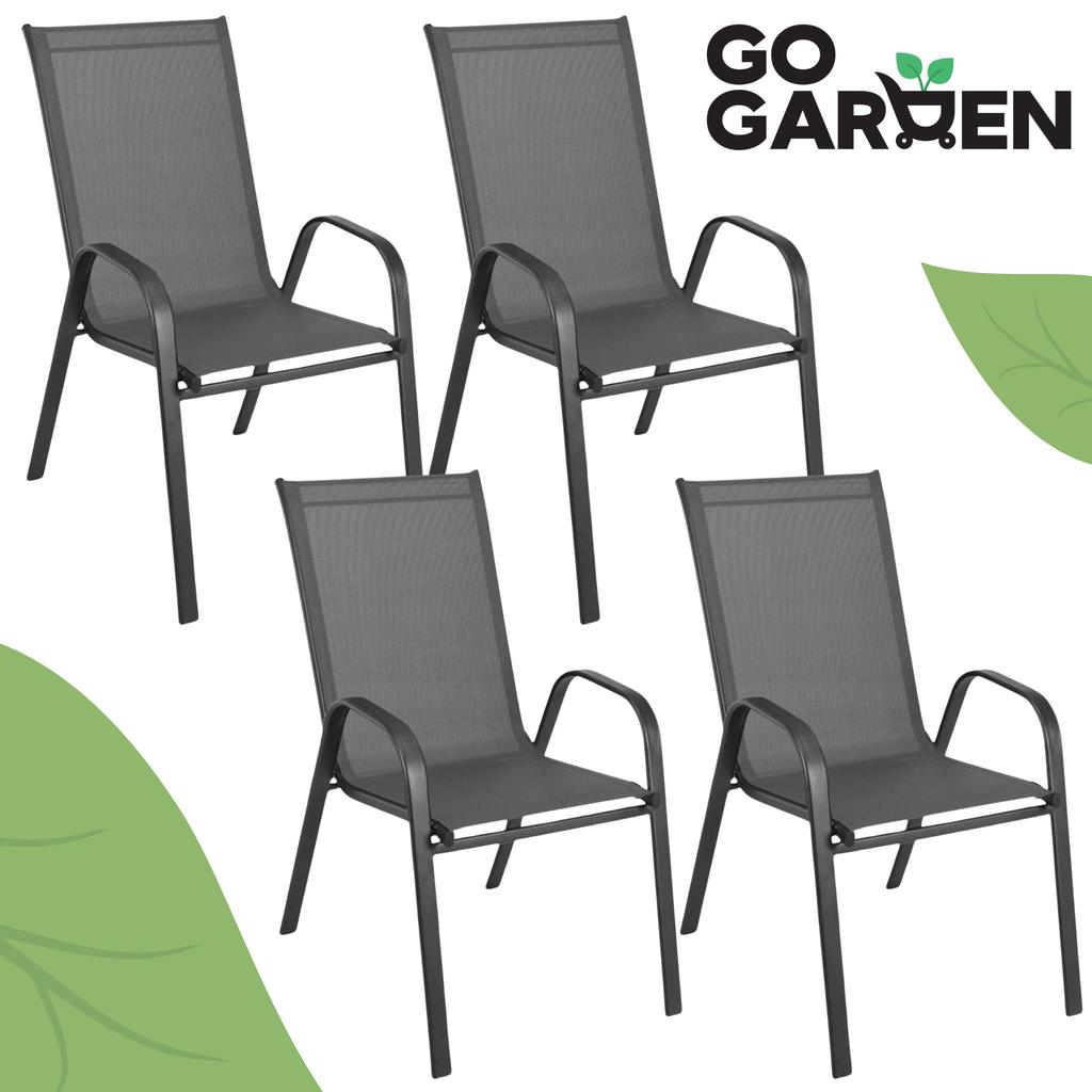 Metal garden chair, terrace, balcony armchair, terrace, balcony, gray, 4 pcs.