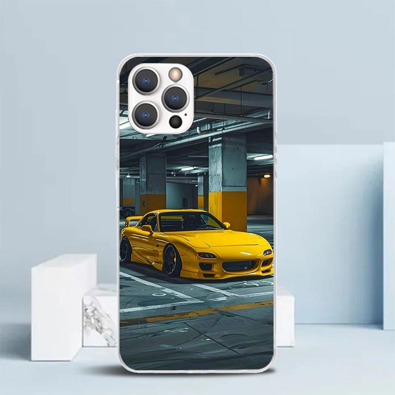 JDM Машина RX7 Крутой Мягкий Чехол для iPhone 16 17 Air 15 14 Pro Max 16E Чехол для Телефона 13 Mini 12 11 7 SE 8 Чехлы с Рисунком Подходящие 16 17