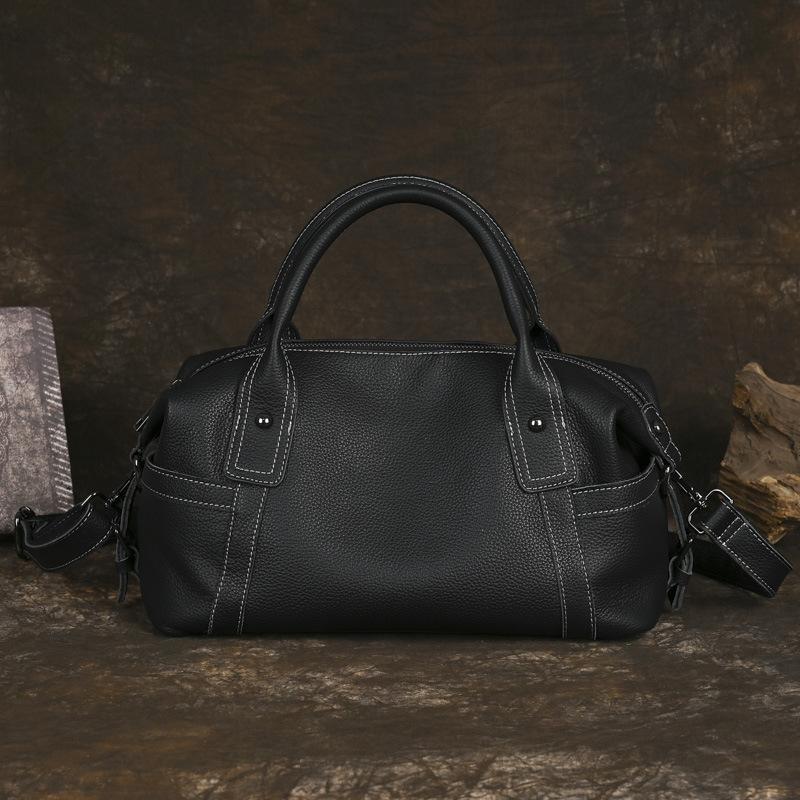 Johnature Универсальная женская сумка ручной работы из натуральной кожи в стиле ретро, большая вместимость, однотонные сумки через плечо