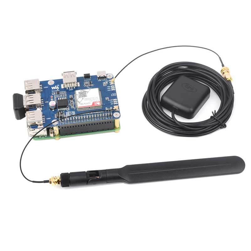 Raspberry Pi LTE-4G Cat-1 SIM7670G GNSS/USB HUB Expansion Board with 3 USB 2.0 Ports
