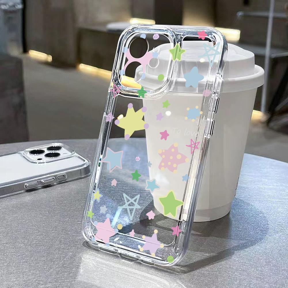 Модный Чехол Звездное Небо Звезды для IPhone 16 16E 15 14 13 12 11 17 Pro Max Air 14 Plus Ударопрочный Мягкий Прозрачный Чехол Coque
