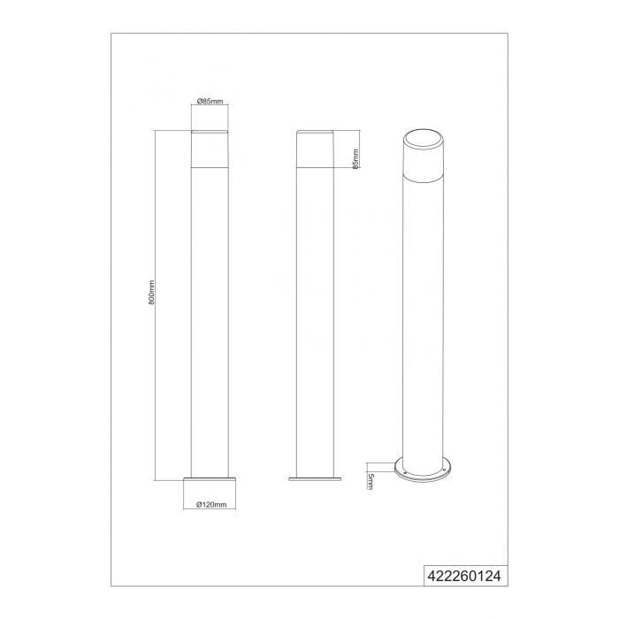 Lampadaire - trio - hoosic - 80 cm - aluminium - détecteur de mouvement