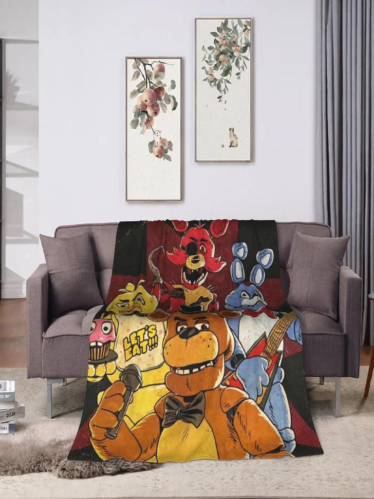 FNAF Flannel Blankets Super Soft Throws for Students Outdoor Use Funny Bedspread Sofa Bed Cover Home Textiles