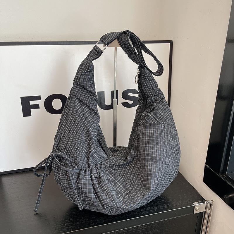 Корейская версия модной клетчатой сумки через плечо 2025 новая вместительная ретро сумка-мессенджер для поездок в нишевом зарубежном стиле сумка-пельмень