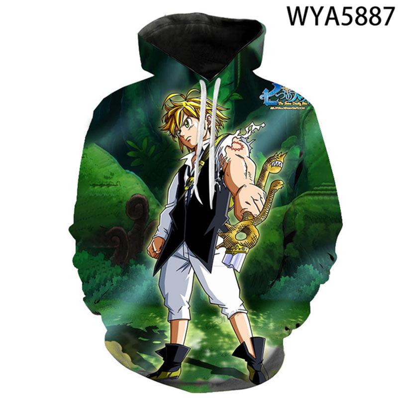 Семь смертных грехов, японское аниме, с длинным рукавом, 3D принтом, мужские и женские толстовки, уличная одежда, мужские топы больших размеров, пальто