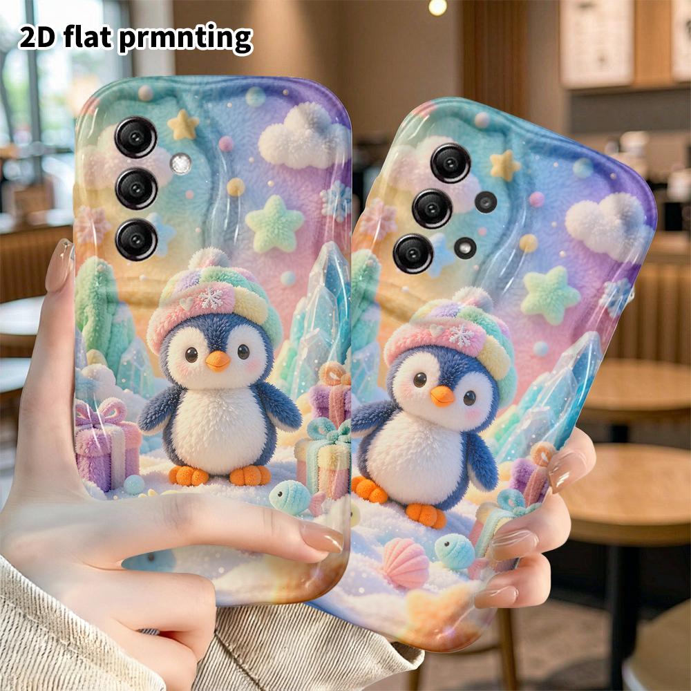 Phone Case: 2D flat, suitable for Samsung Galaxy A34 A35 M05 M06 S20 S22 S21 FE Plus 5G protective case, cute little snow penguin, perfect Christmas a