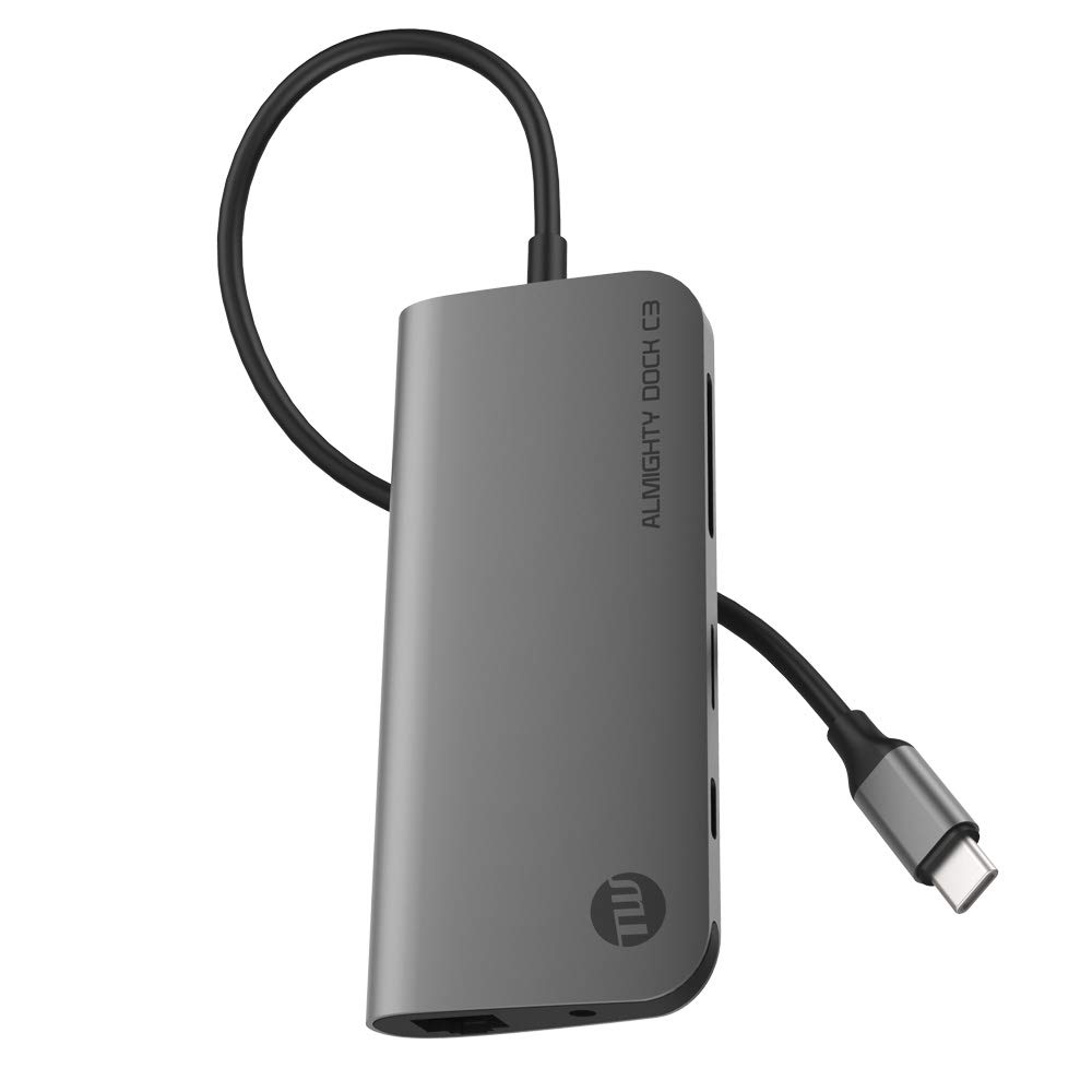 TUNEWEAR ALMIGHTY DOCK C3 Multi Hub Ethernet HDMI 4K PD совместимый Space Gray USB-C TUN-OT-000057