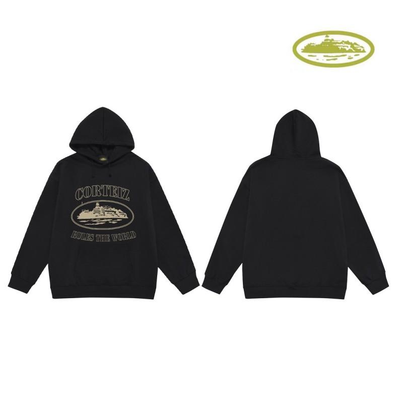 CORT Alcatraz Distressed Hoodie Men Streetwear Loose Fit Couple Sweatshirt Winter