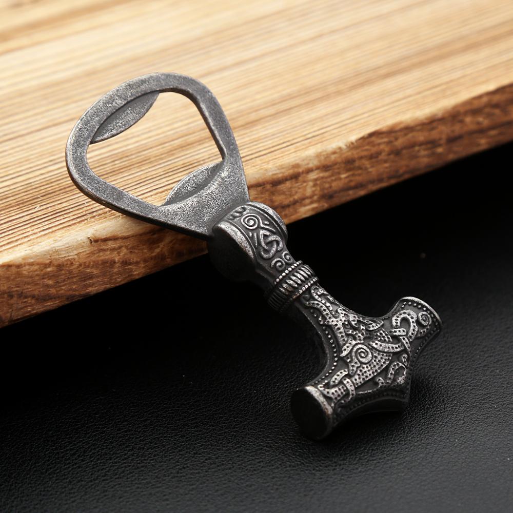 Nordic Vikings Black Thor Hammer Mjolnir открывалка для бутылок из нержавеющей стали 316L готический винтажный скандинавский штопор ювелирный инструмент