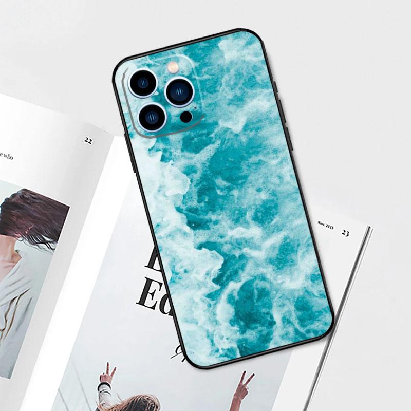 Синий чехол Sea Ocean Waves для iPhone 15 14 13 12 11 Pro Max Mini Cover X XR XS SE 8 7 14 15 Plus Аксессуары